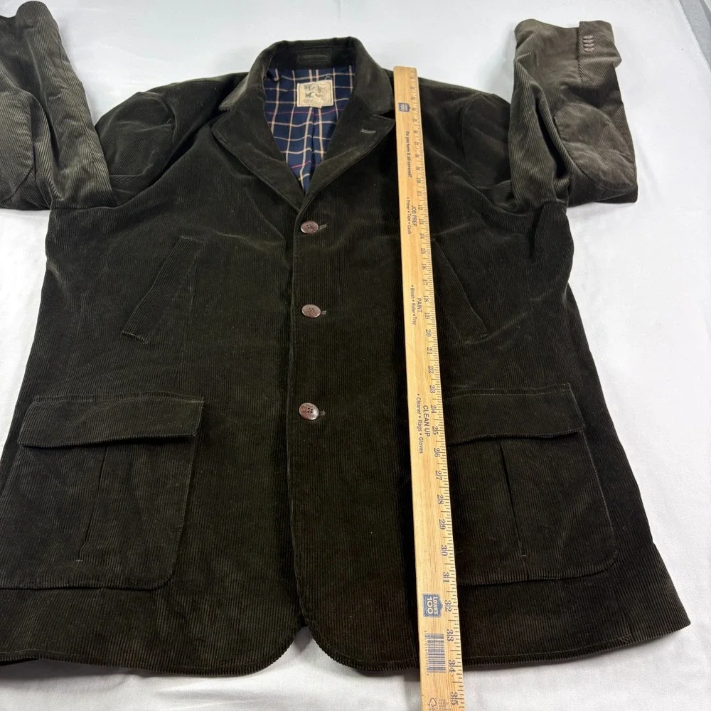 Brooks Brothers Corduroy Blazer Mens XL Green Jacket Plaid Lined Elbow Patch